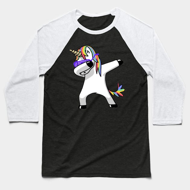 Dabbing Unicorn Baseball T-Shirt by Xaojin Hu